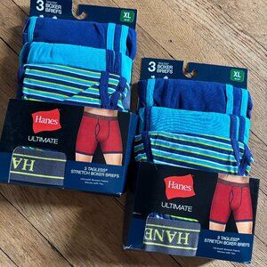Hanes boxer briefs 2 package of 3 mens size XL waist 40-42" cotton tagless